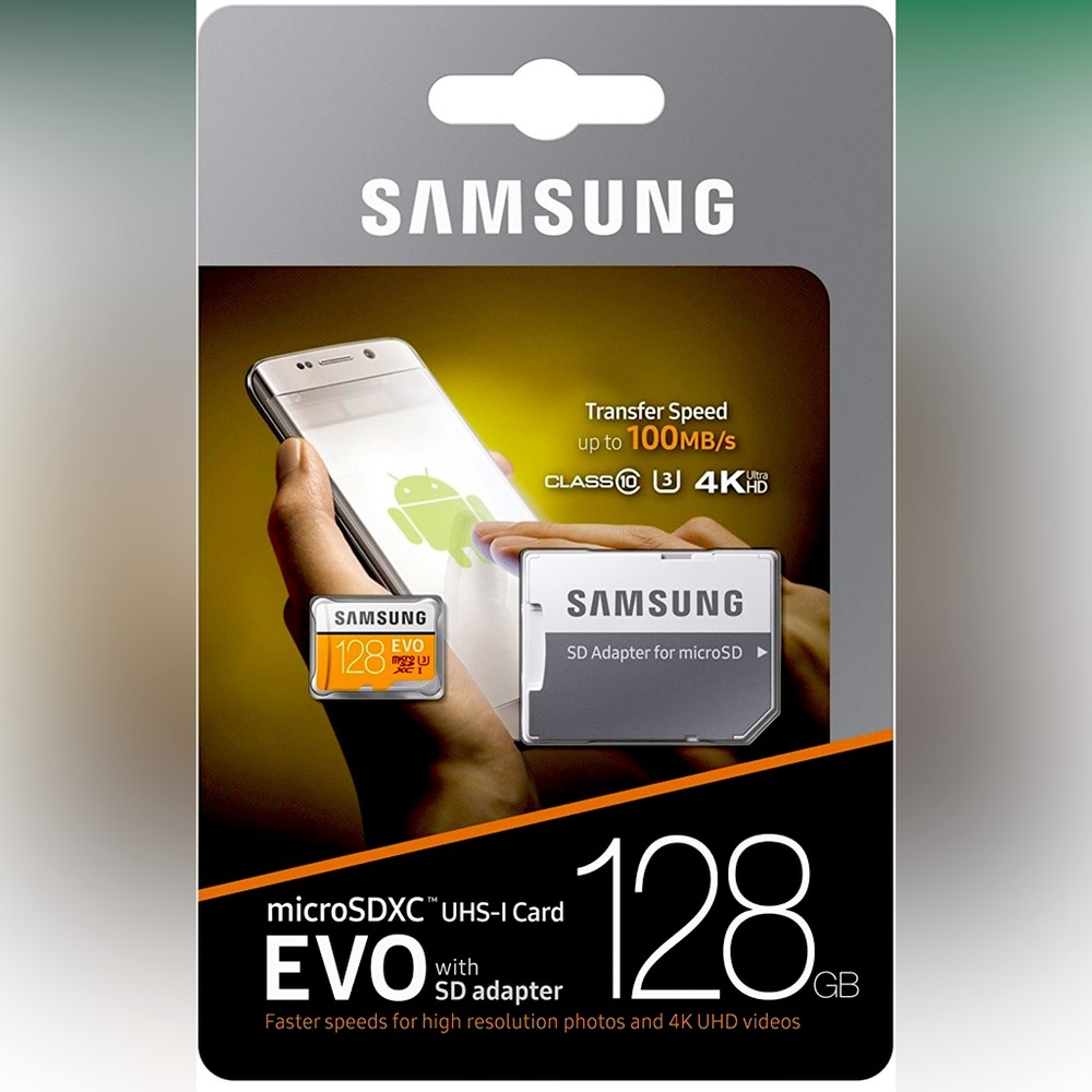 Samsung 100MB/s (U3) MicroSD EVO Memory Card with Adapter 128 GB (MB-MP128GA/AM)